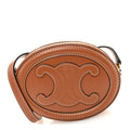 Smooth Calfskin Cuir Small Triomphe Oval Crossbody Purse Tan
