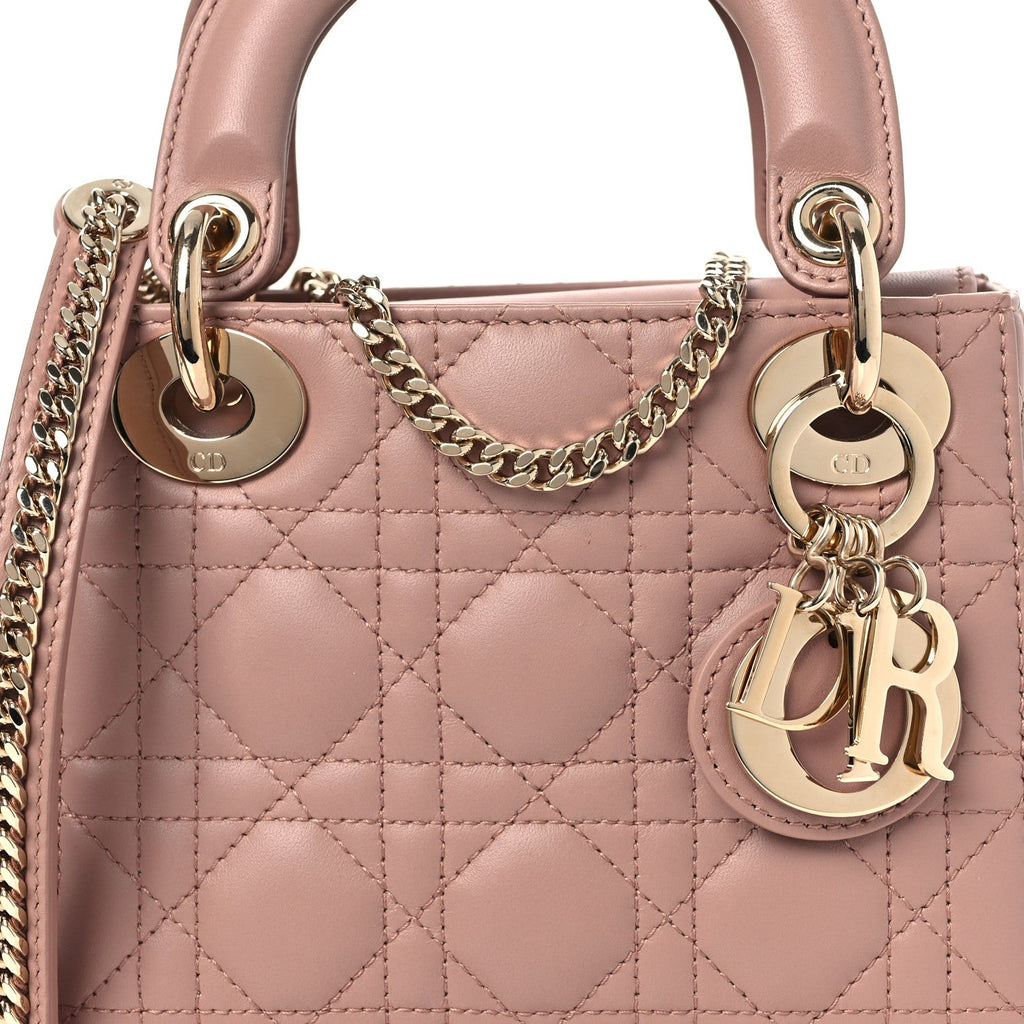 Lambskin Cannage Mini Lady Dior Blush