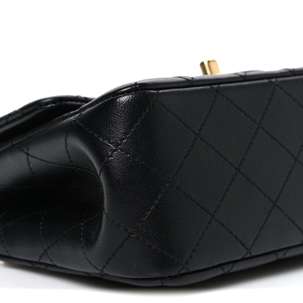 Lambskin Quilted Mini Sweet Camellia Flap Black