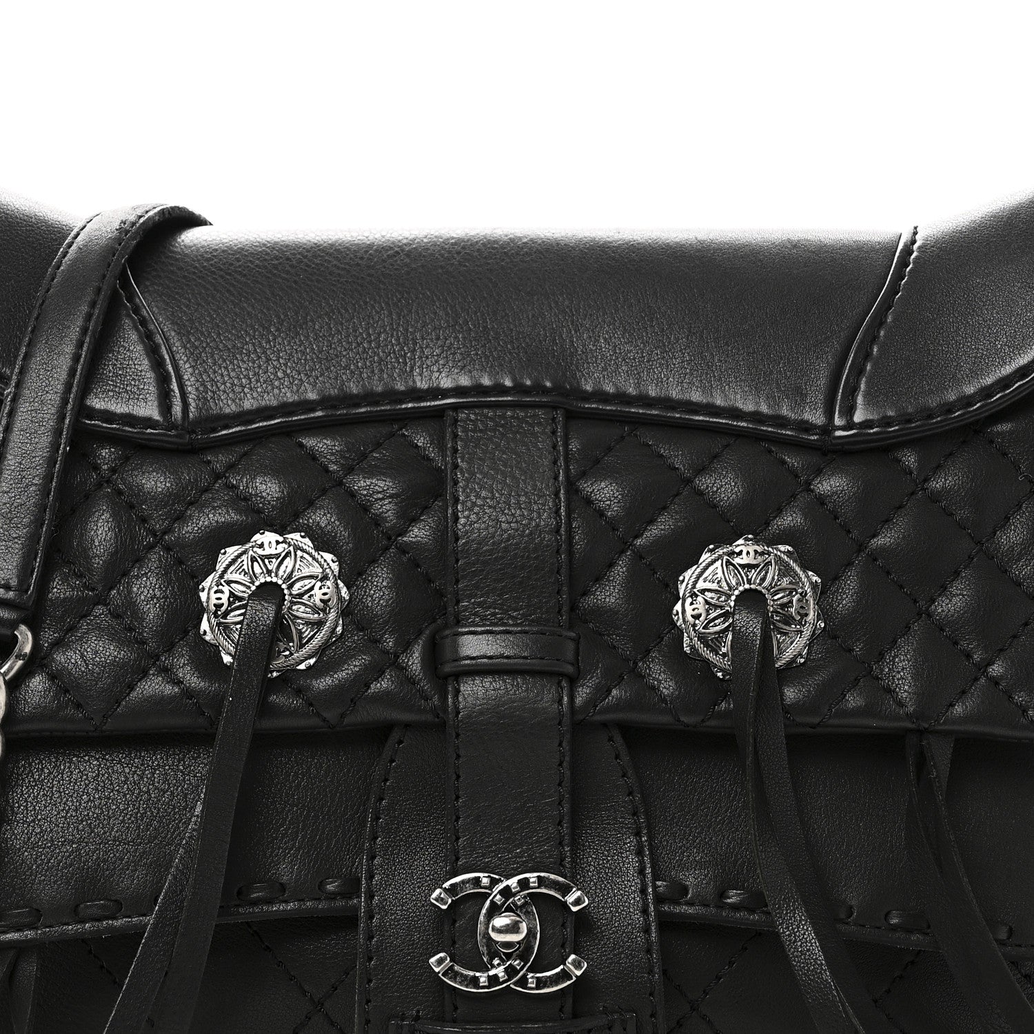 Goatskin Quilted Paris Dallas Saddle Bag Black