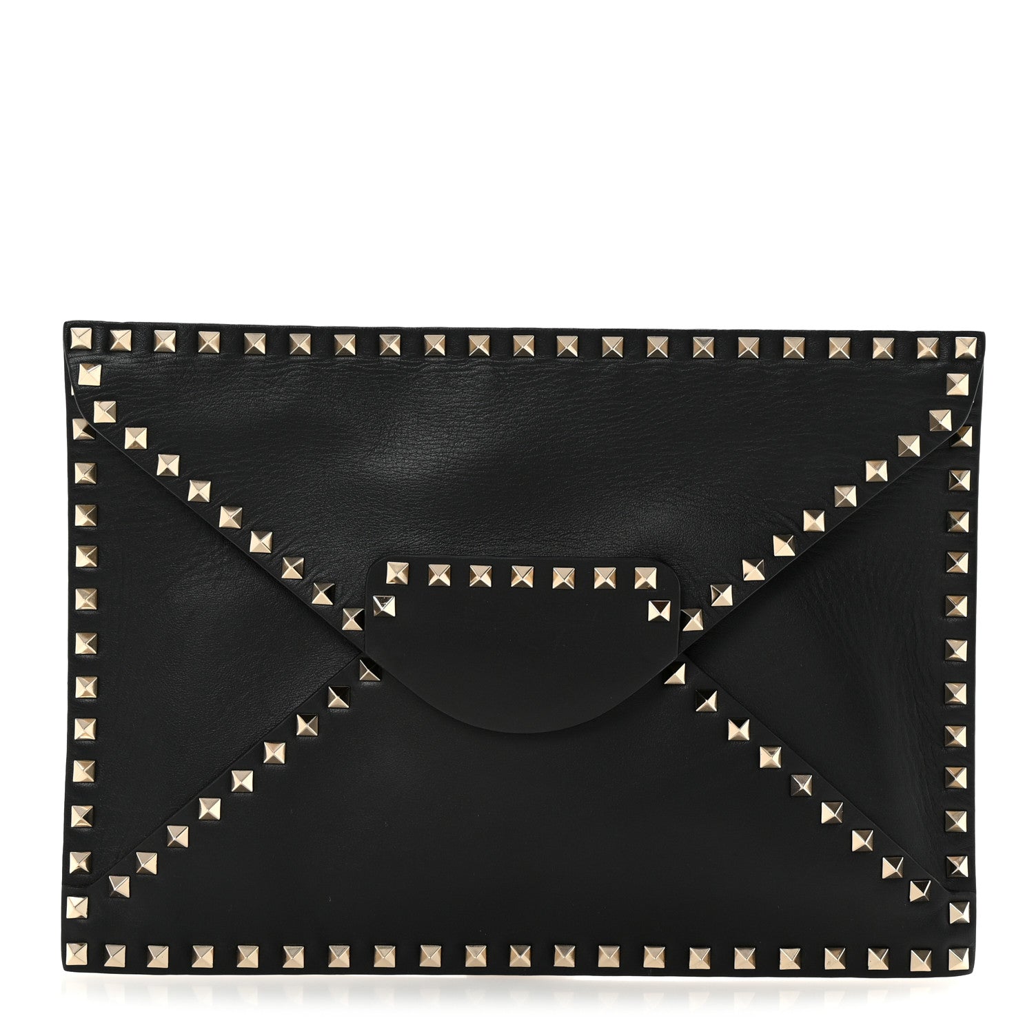 Vitello Untitled Rockstud Envelope Clutch Black