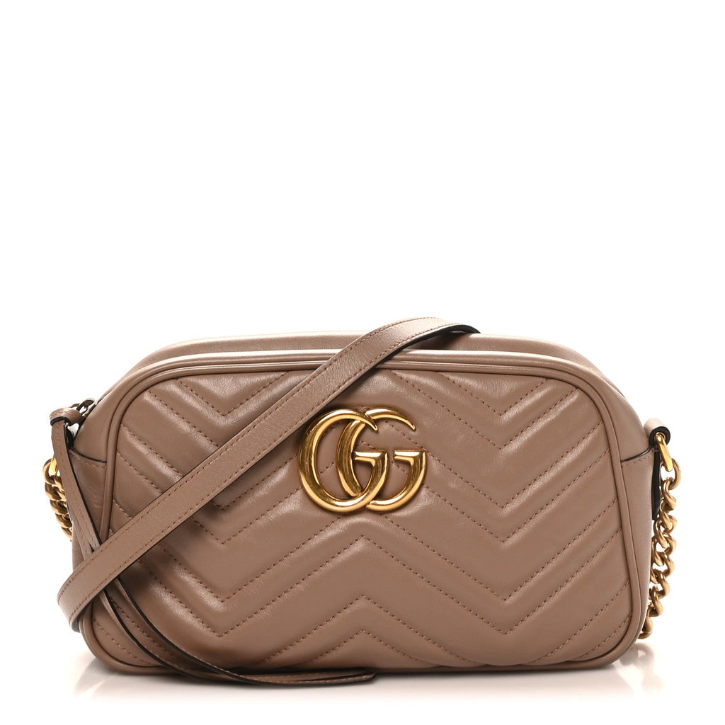 Calfskin Matelasse Small GG Marmont Chain Shoulder Bag Porcelain Rose
