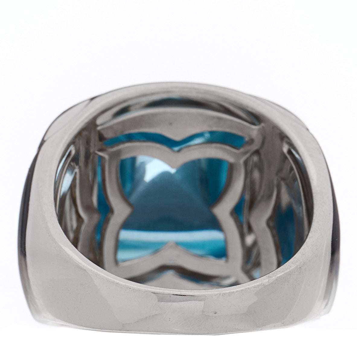 18K White Gold Aquamarine Pyramide Ring 55 7.25