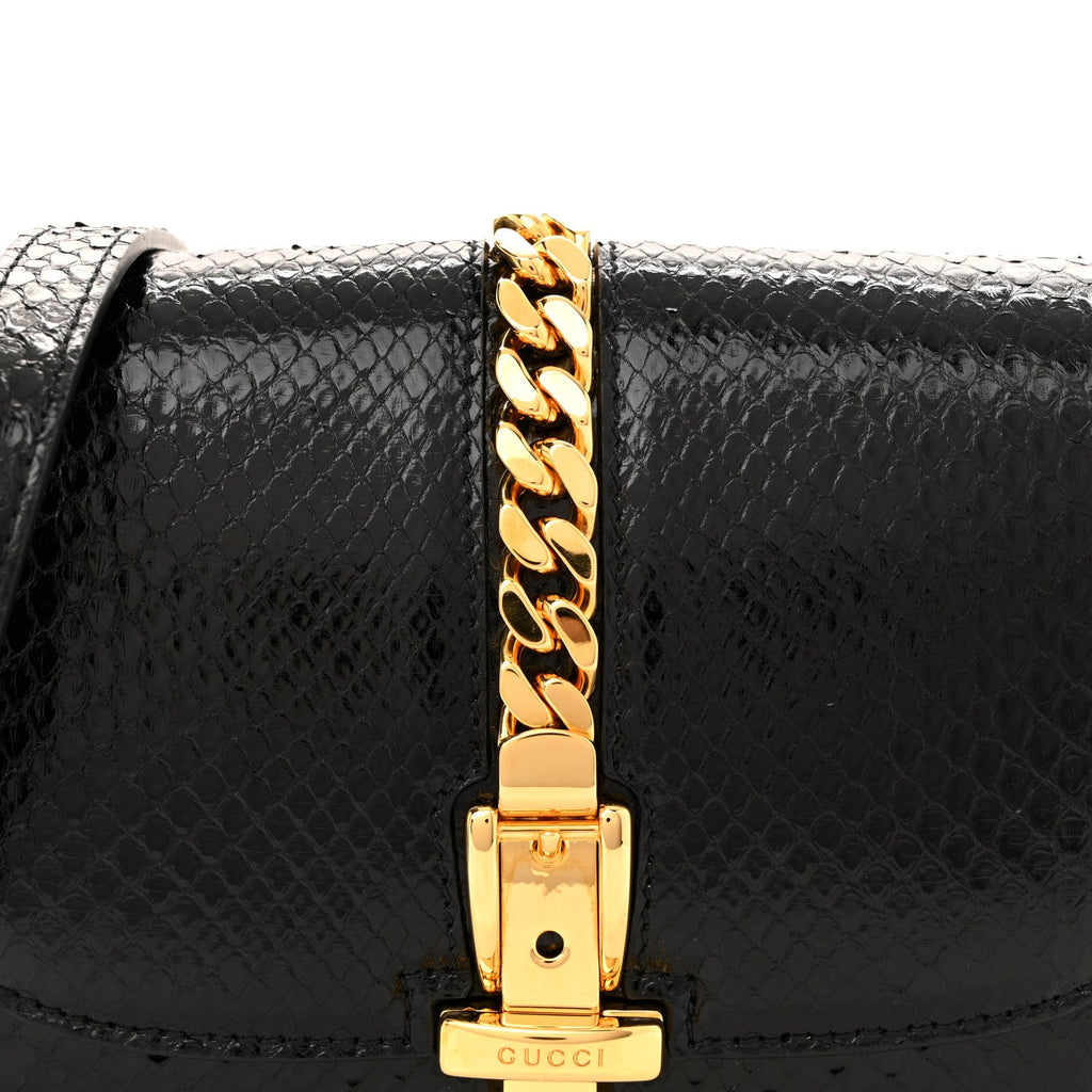 Snakeskin Mini Sylvie 1969 Messenger Bag Black