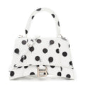 Smooth Calfskin Spray Polka Dot Small Hourglass Top Handle Bag White Black