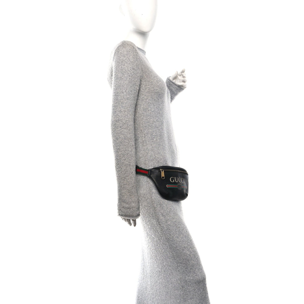 Grained Calfskin Logo Belt Bag Black