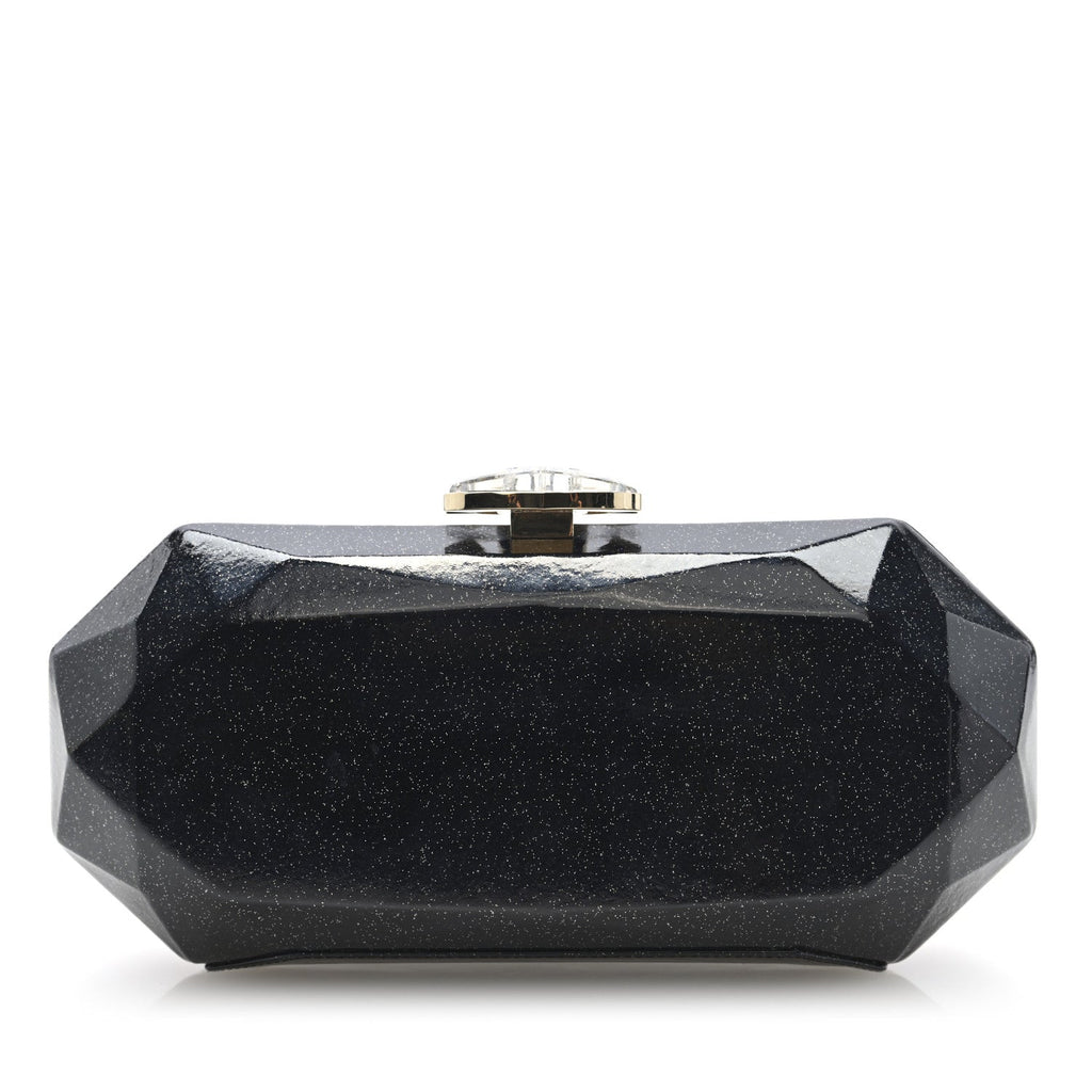Glitter Vinyl Crystal Clutch Black