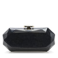 Glitter Vinyl Crystal Clutch Black
