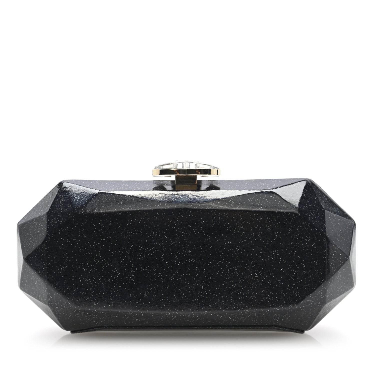 Glitter Vinyl Crystal Clutch Black