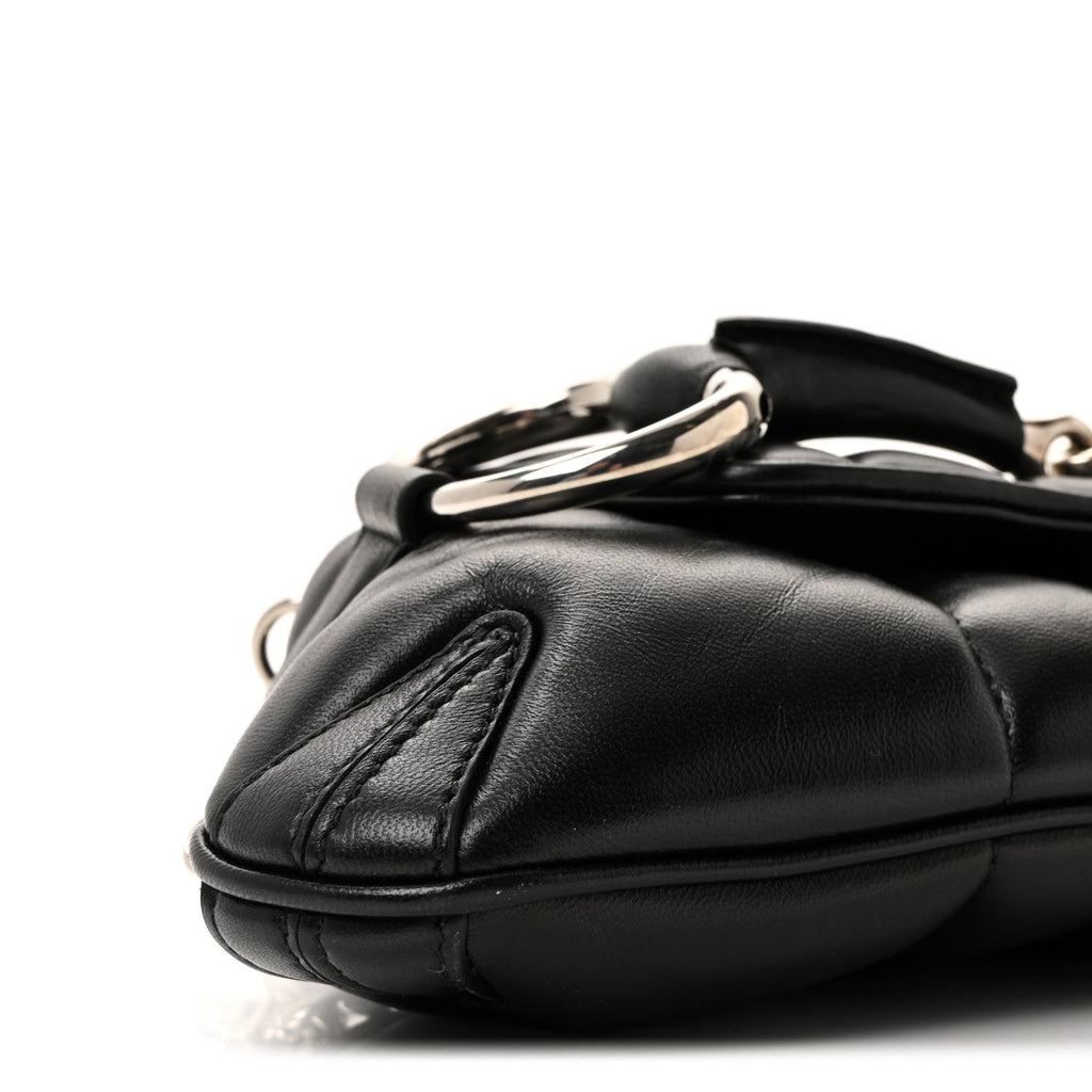 Nappa Vertical Matelasse Small Maxi Horsebit Chain Shoulder Bag Black