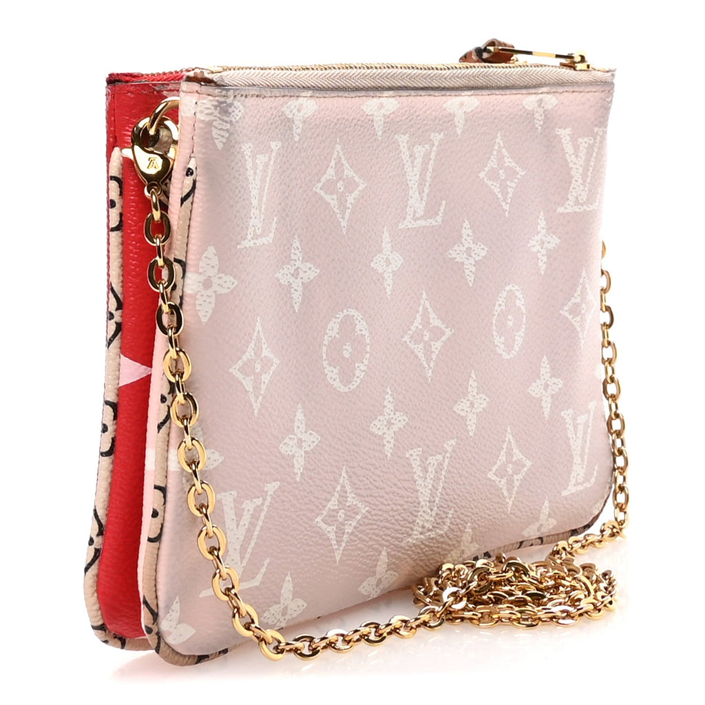 Monogram Giant Double Zip Pochette Rouge