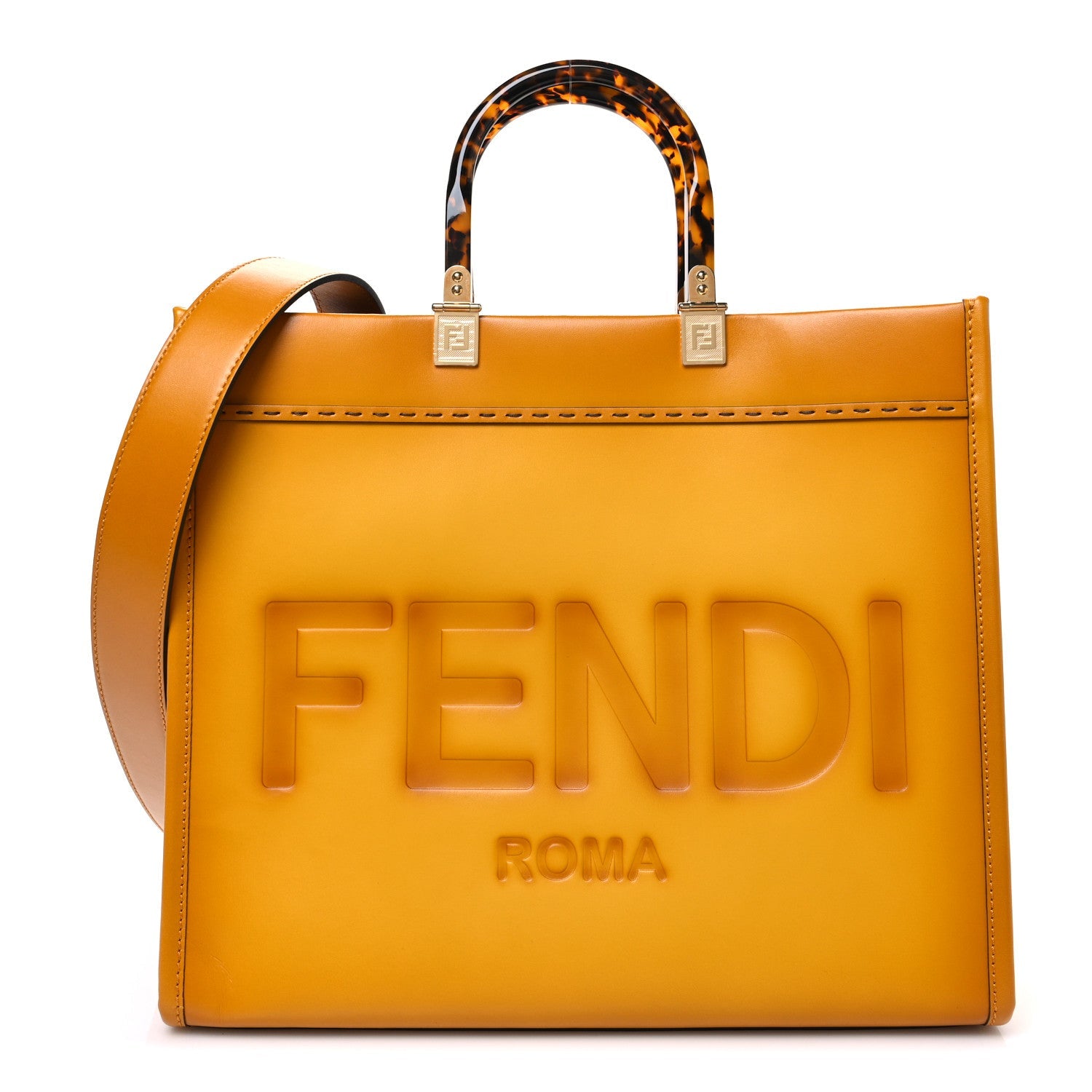 Vitello King Tamponato Plexiglass Medium Fendi Sunshine Shopper Tote Mimosa