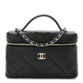 Caviar Quilted Top Handle Slim Vanity With Chain Black