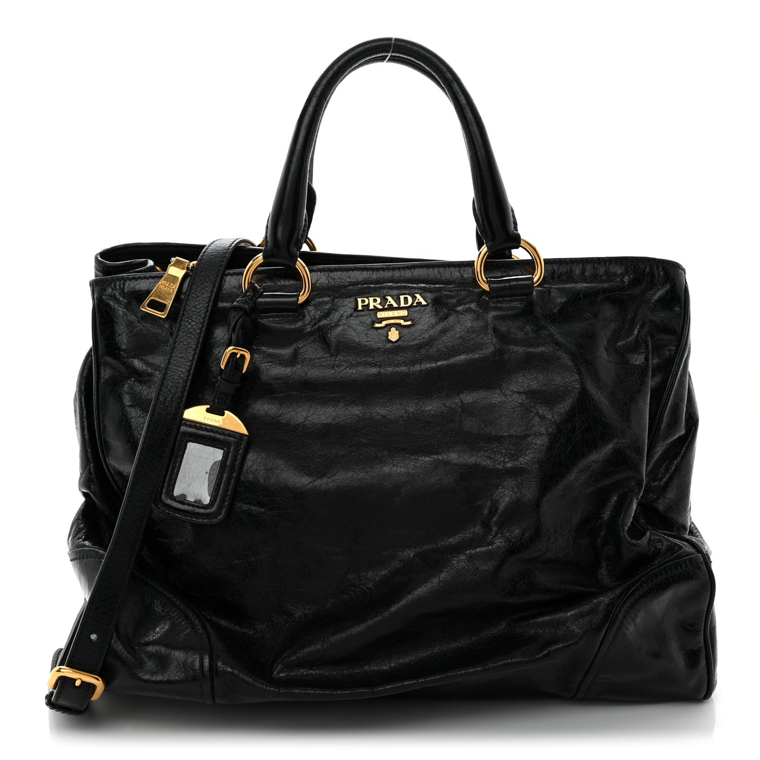 Vitello Shine Shopping Satchel Black