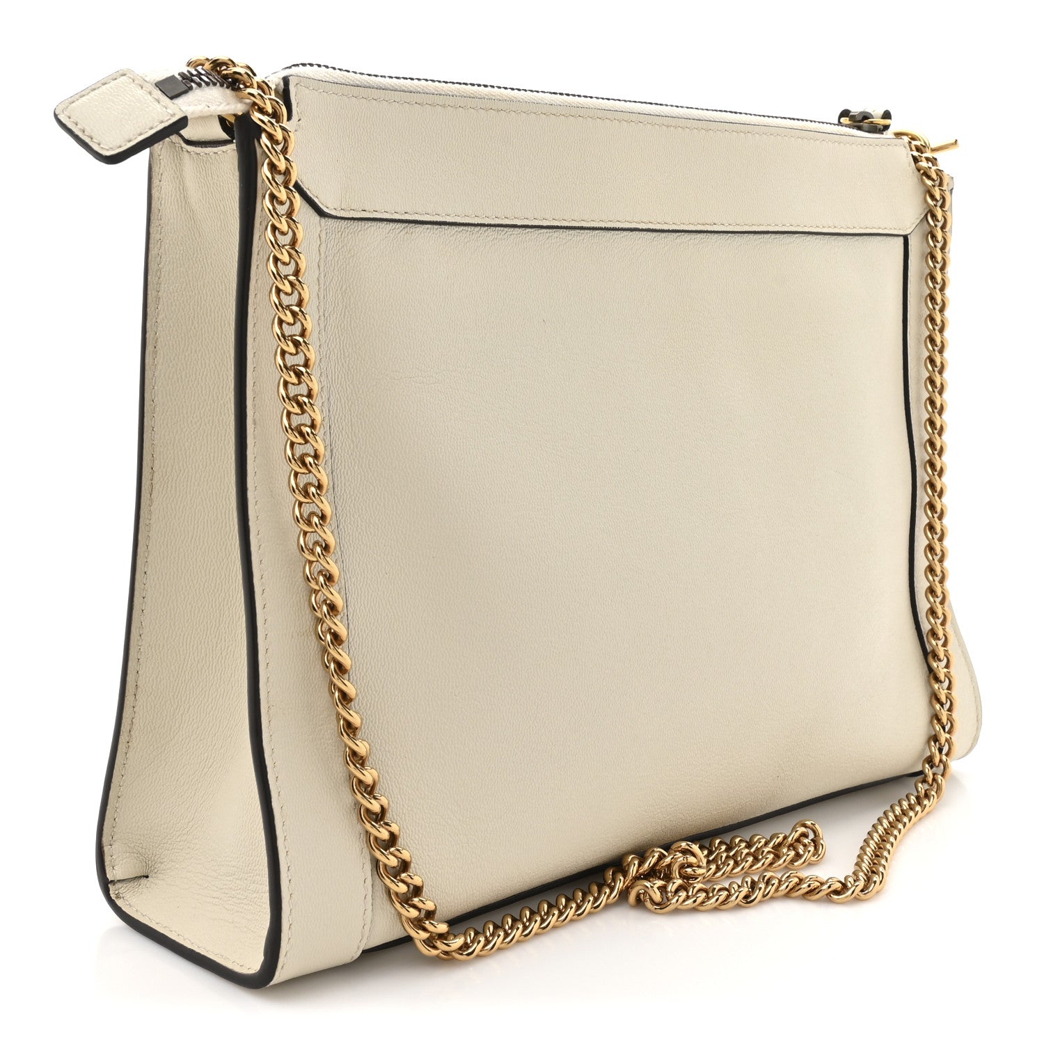 New Sakai Calfskin Lux Dahlia Chain Shoulder Bag Mystic White