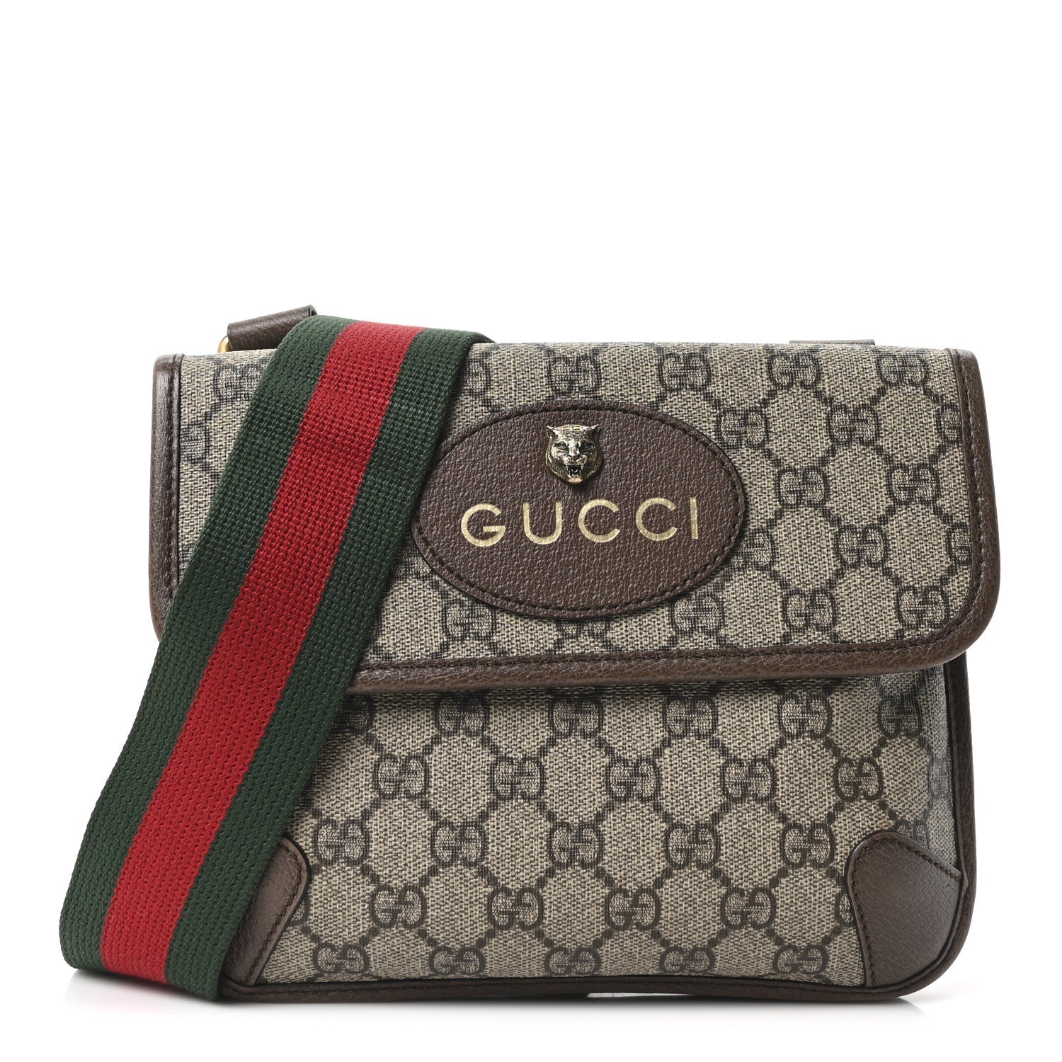 GG Supreme Monogram Web Small Neo Vintage Double Flap Messenger Bag Beige New Acero