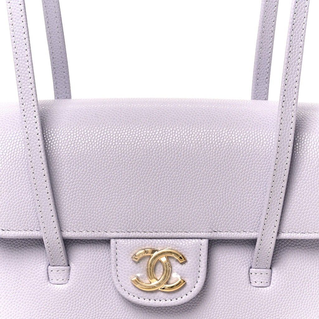 Shiny Caviar Mini Preppy Coco Shoulder Bag Purple