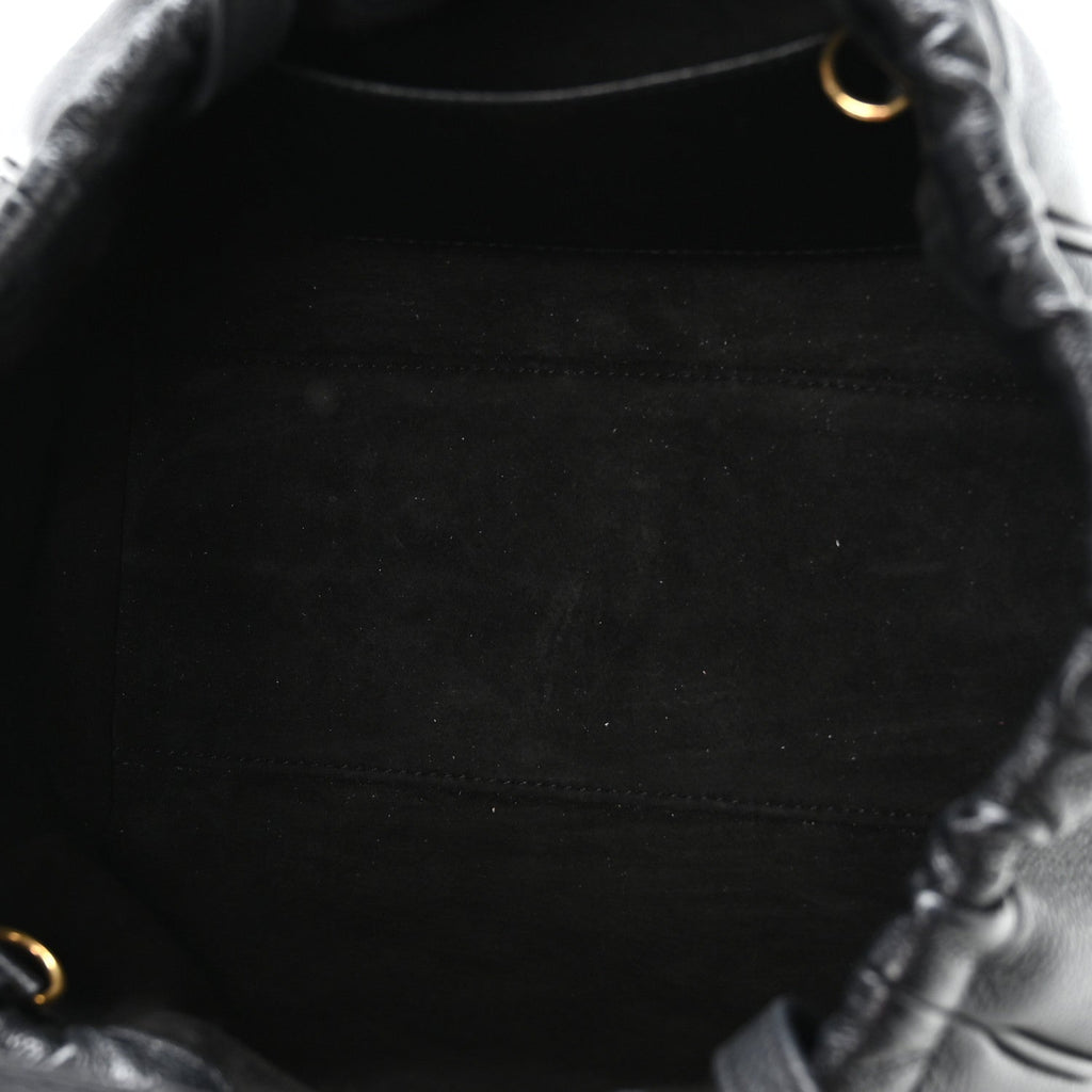Calfskin Cuir Small Triomphe Cabas Drawstring Black