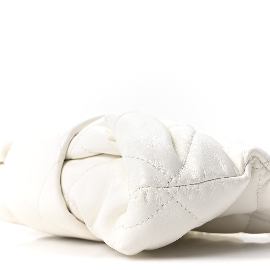 Lambskin Quilted Mini Bow Bag White