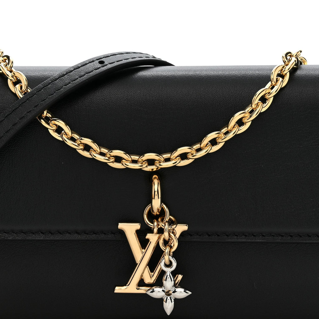 Calfskin LV Bloom Wallet On Chain Black