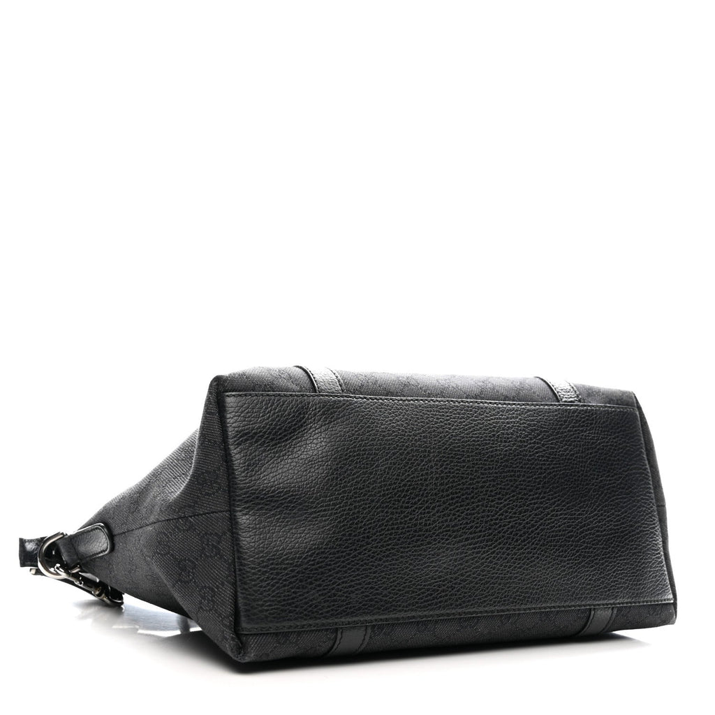 Nylon Monogram Medium GG Charm Dome Satchel Black