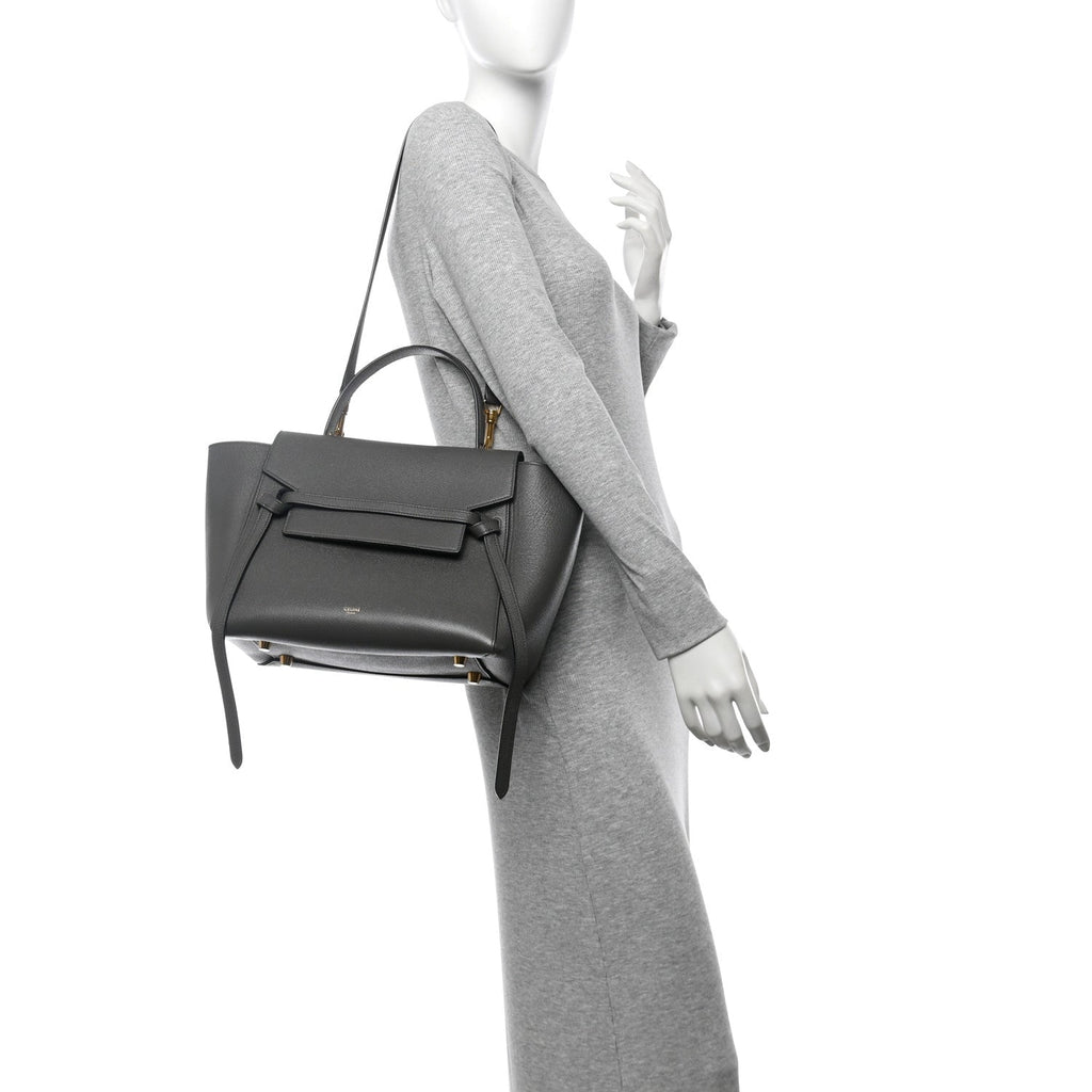 Grained Calfskin Mini Belt Bag Grey