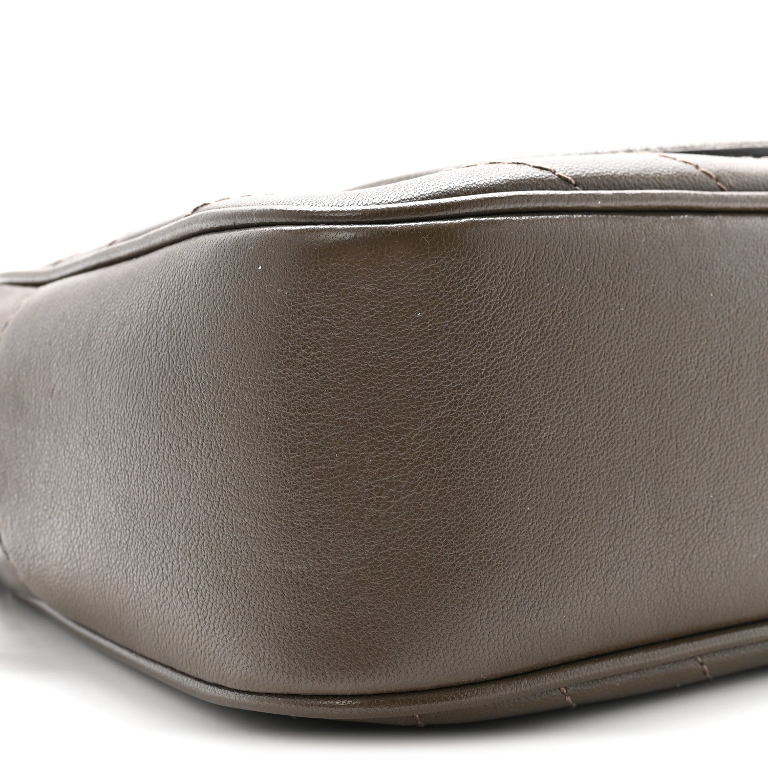 Sakai Be Green Calfskin Diagonal Stitched Small Blondie Shoulder Bag Craclet Brown