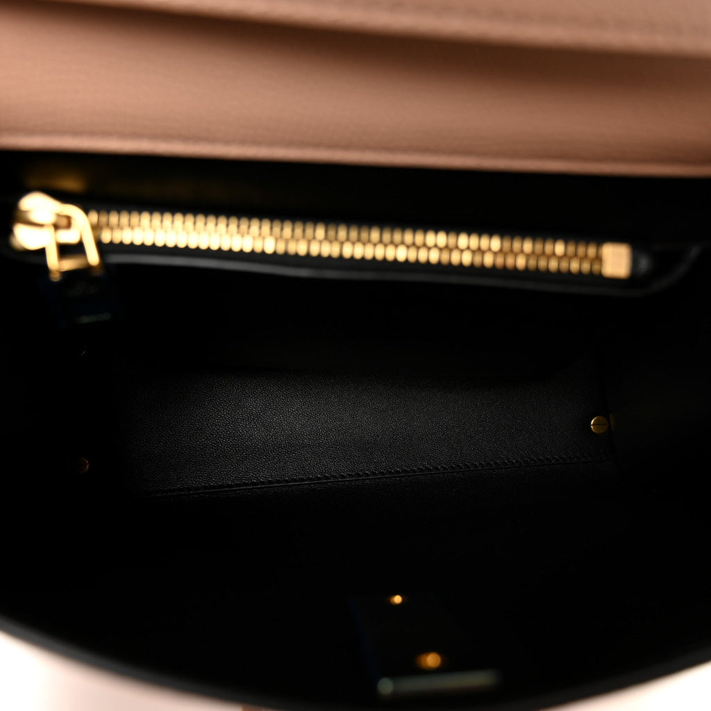 Grainy Calfskin Small VSling Top Handle Bag Poudre