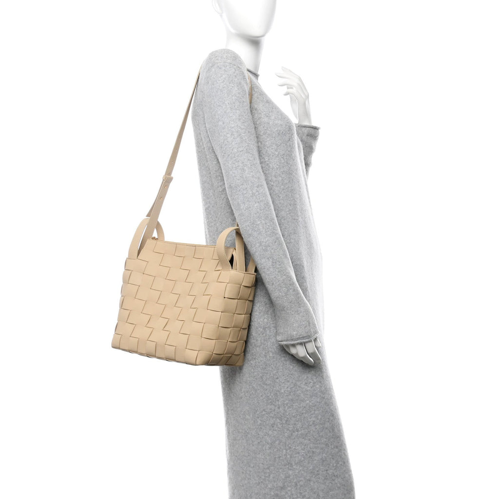 Lambskin Maxi Intrecciato Bowling Cassette Shoulder Bag Porridge