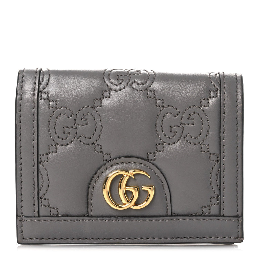 Calfskin GG Matelasse  Case Wallet Grey