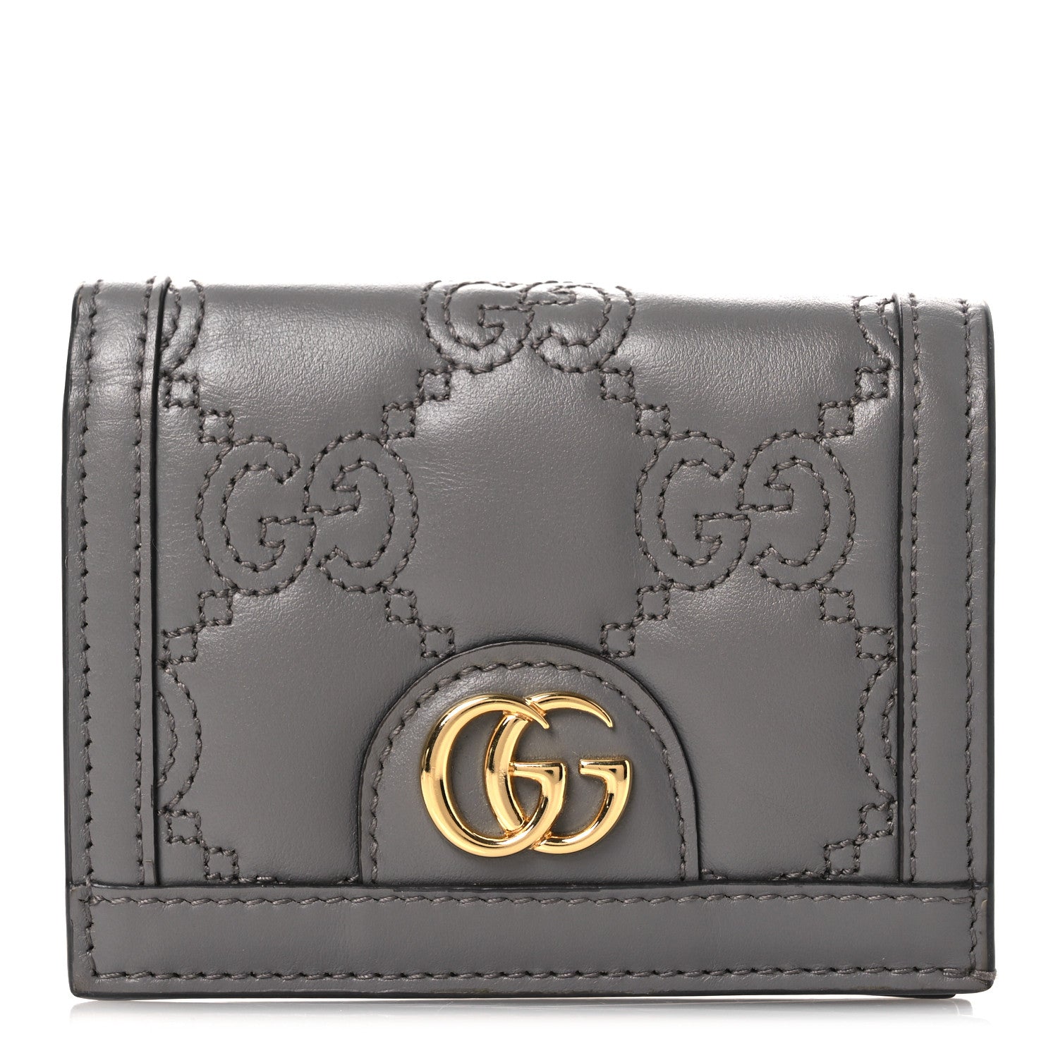 Calfskin GG Matelasse  Case Wallet Grey