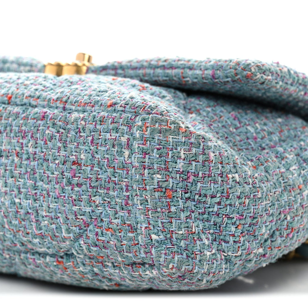 Tweed Quilted Large Chanel 19 Flap Blue Multicolor