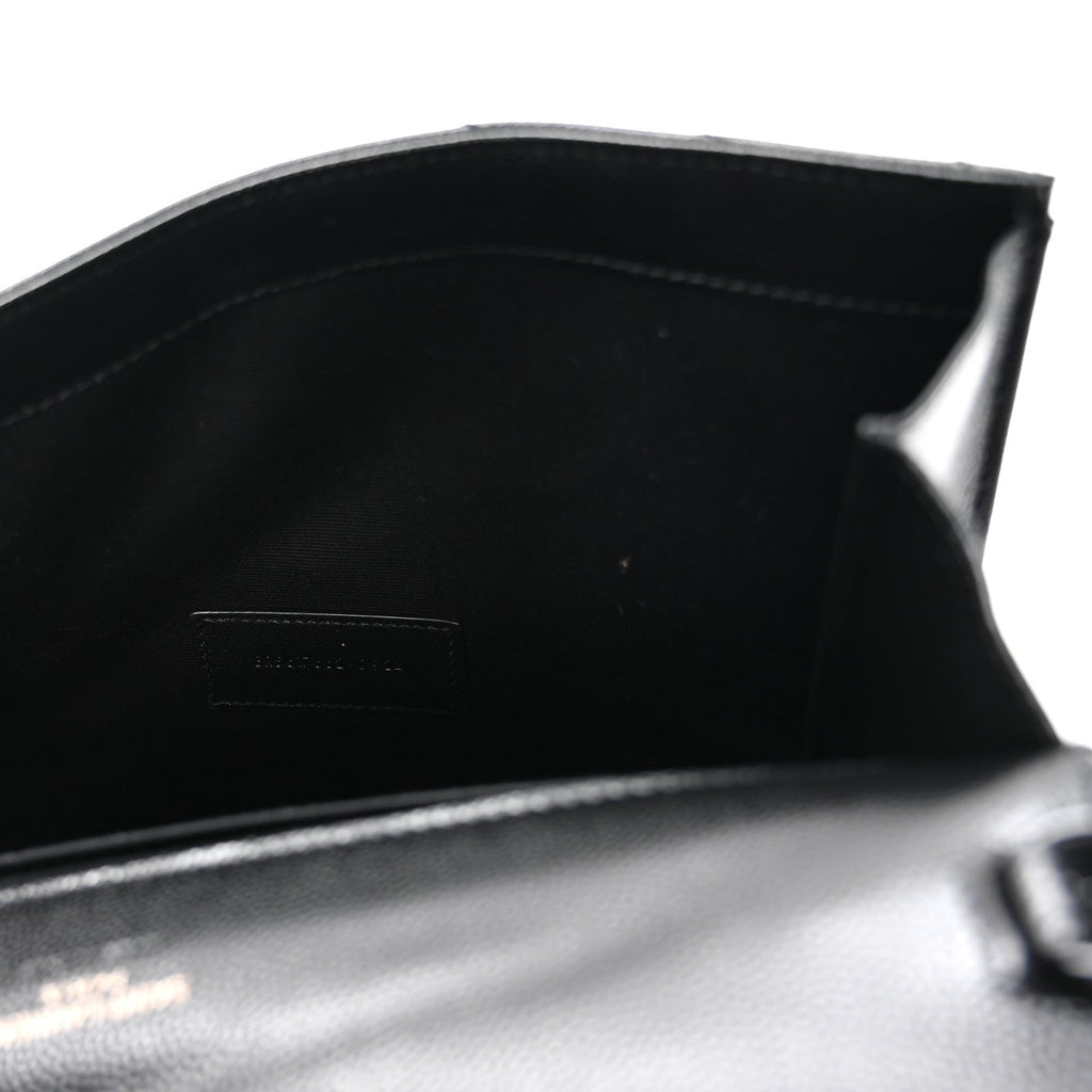 Grain De Poudre Matelasse Chevron Monogram Monochrome Envelope Clutch Black