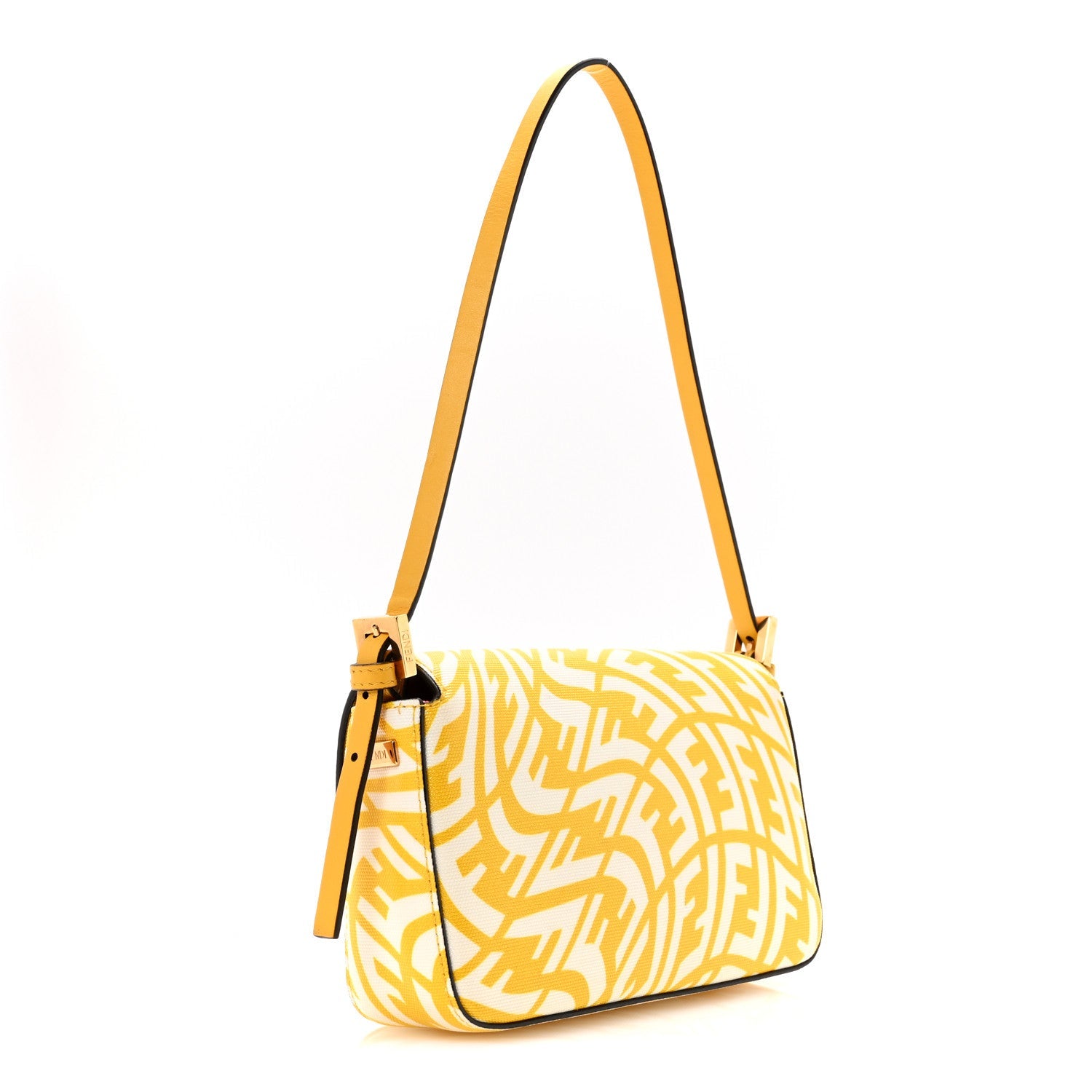 X SARAH COLEMAN Glazed Canvas Vitello King FF Vertigo Mini Baguette 1997 Mimosa White