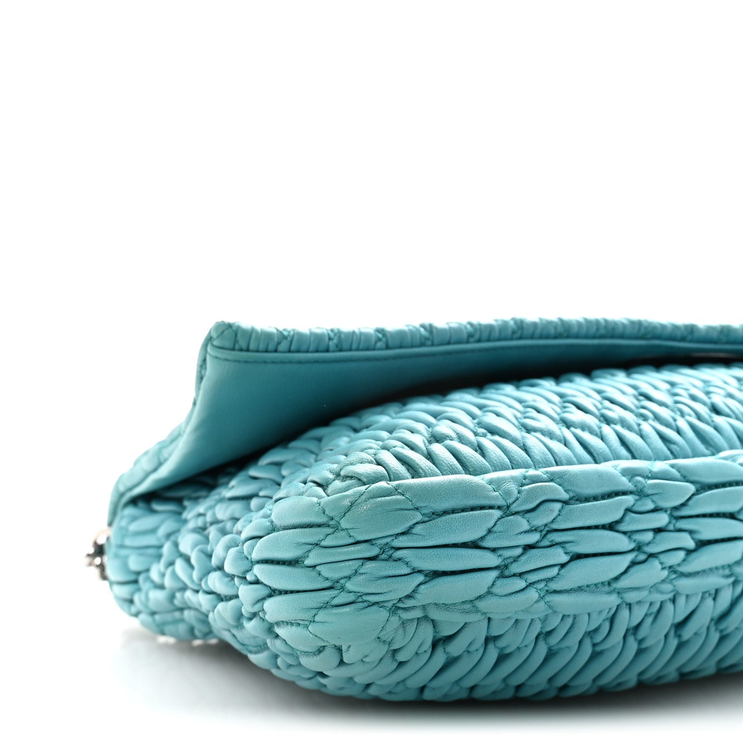 Nappa Matelasse Crystal Flap Clutch Turchese