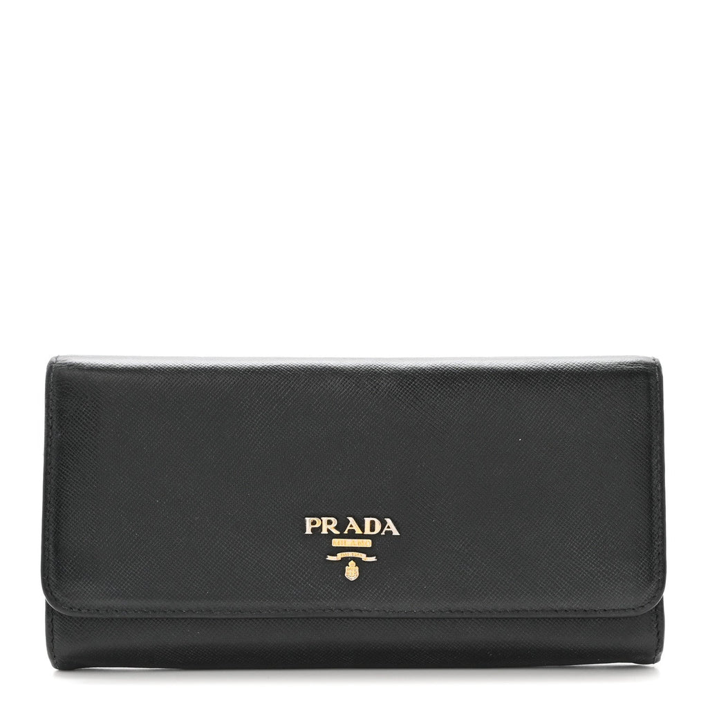 Saffiano Metal Continental Flap Wallet Black
