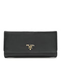 Saffiano Metal Continental Flap Wallet Black
