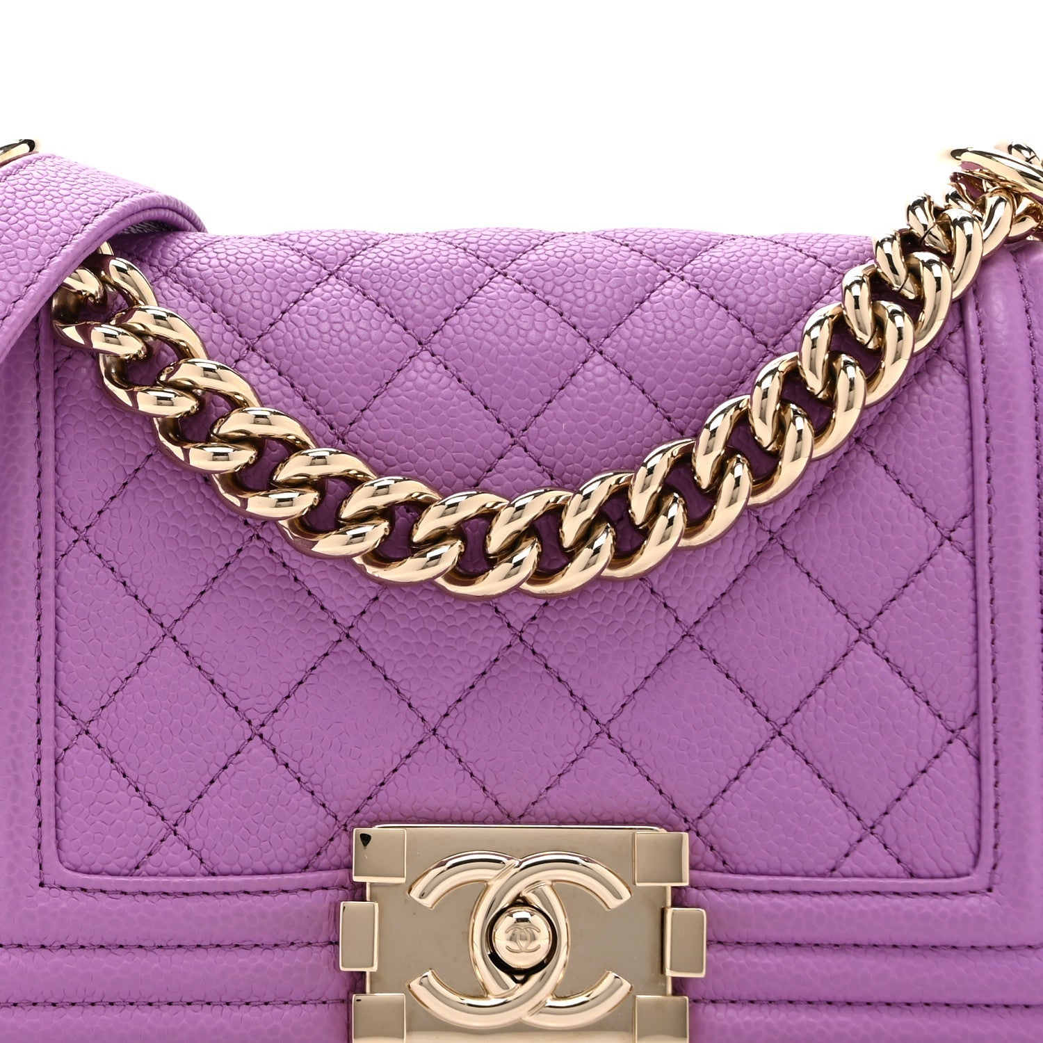 Caviar Quilted Small Boy Flap Purple