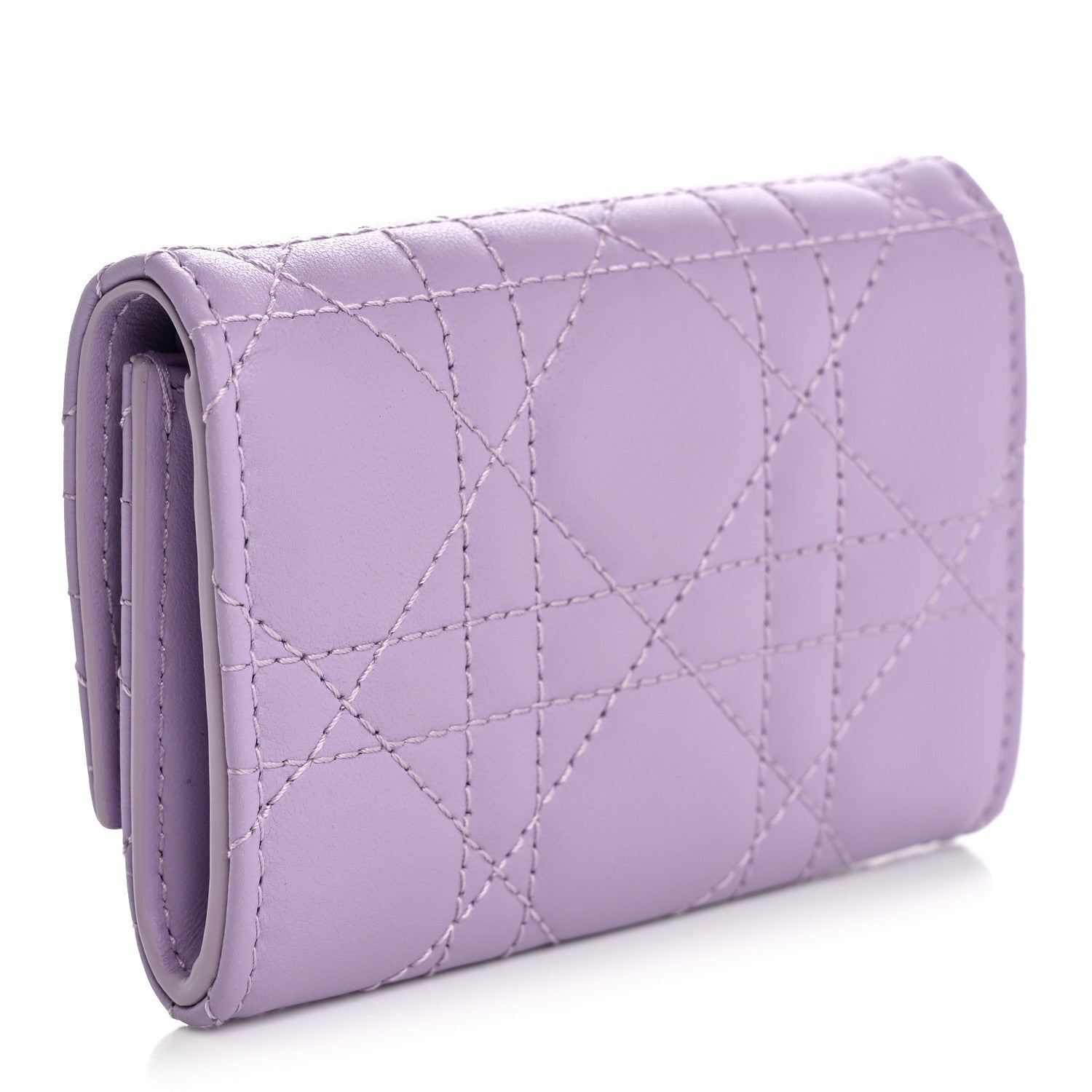 Lambskin Cannage Miss Dior Glycine Wallet Purple