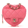 Lambskin Quilted CC In Love Heart Waist Belt Bag With Chain Pink