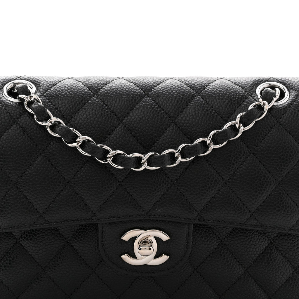 Caviar Quilted Small Double Flap Black
