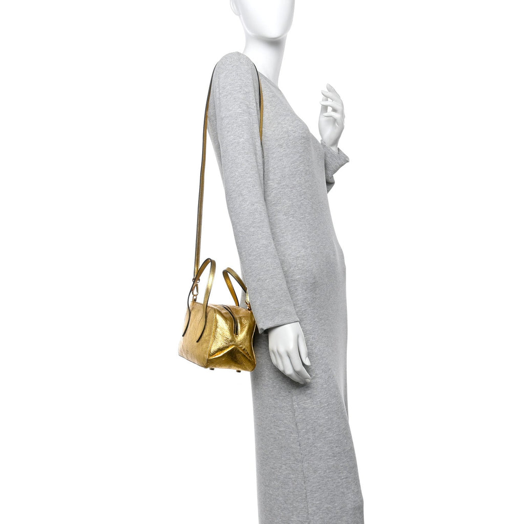 Metallic Calfskin Small Maeve Bag Gold