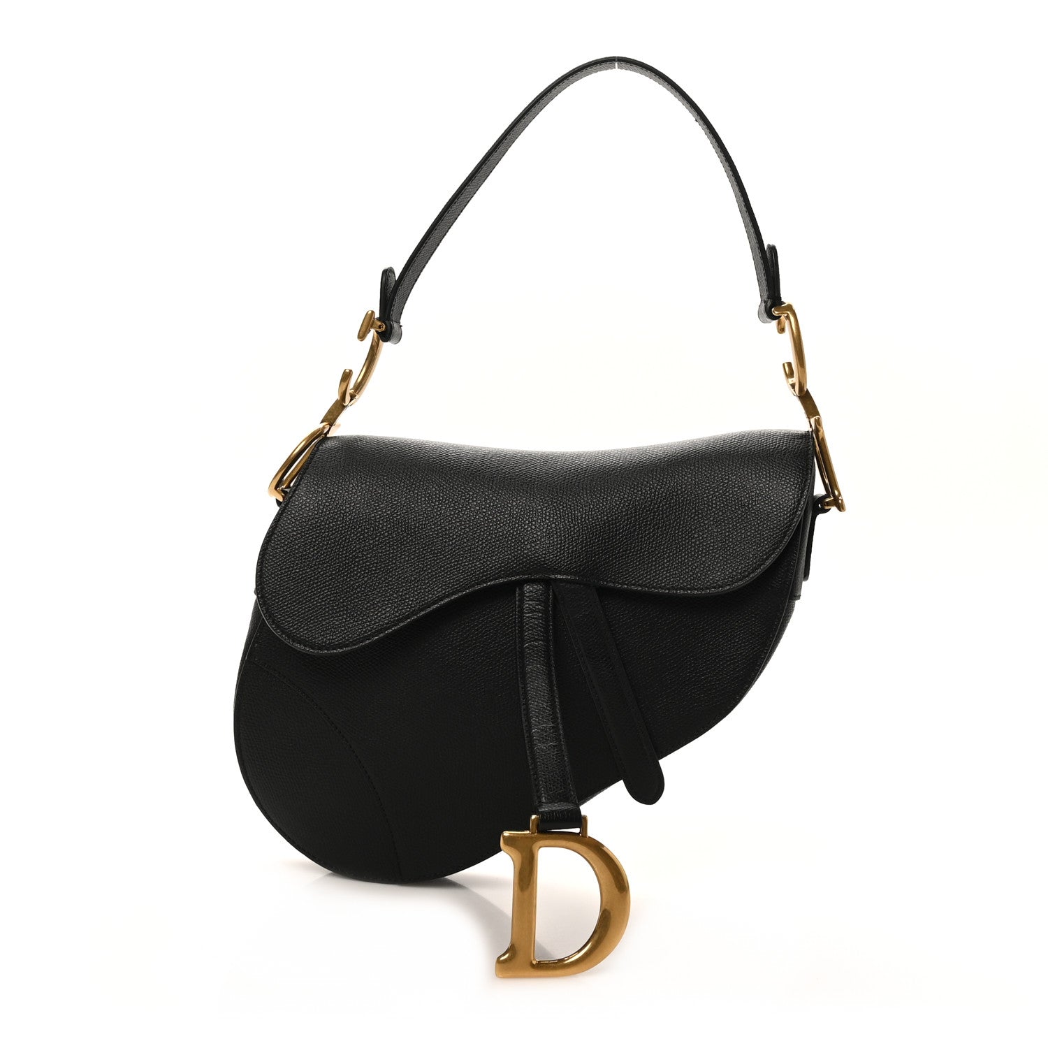 Grained Calfskin Saddle Bag Black