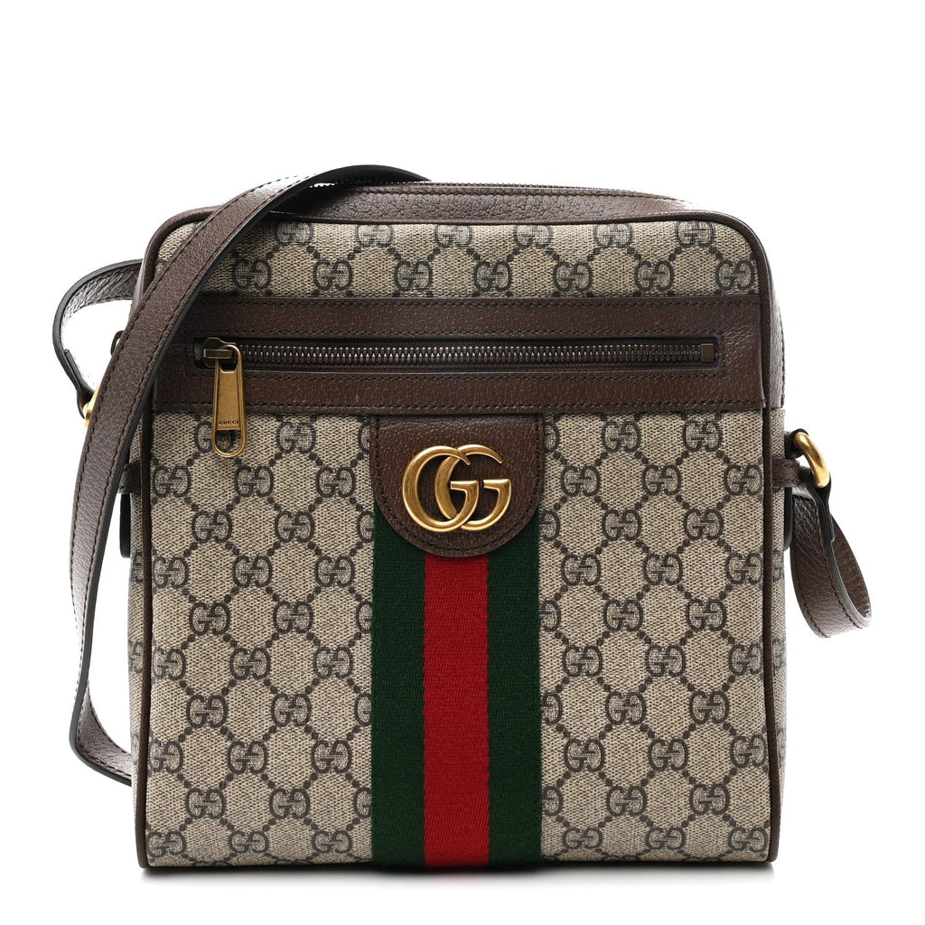 GG Supreme Monogram Web Small Ophidia Messenger Bag Brown