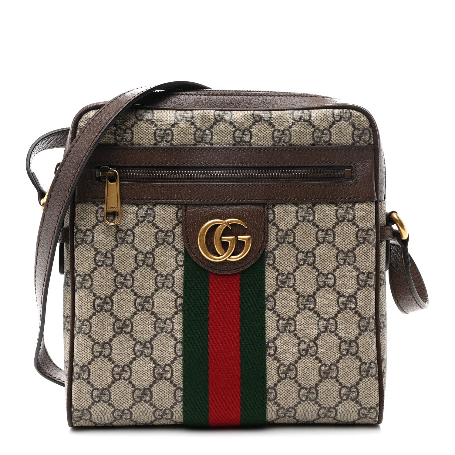 GG Supreme Monogram Web Small Ophidia Messenger Bag Brown