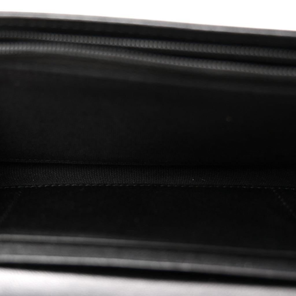 Calfskin Quilted Crystal CC Star Flap Wallet Black