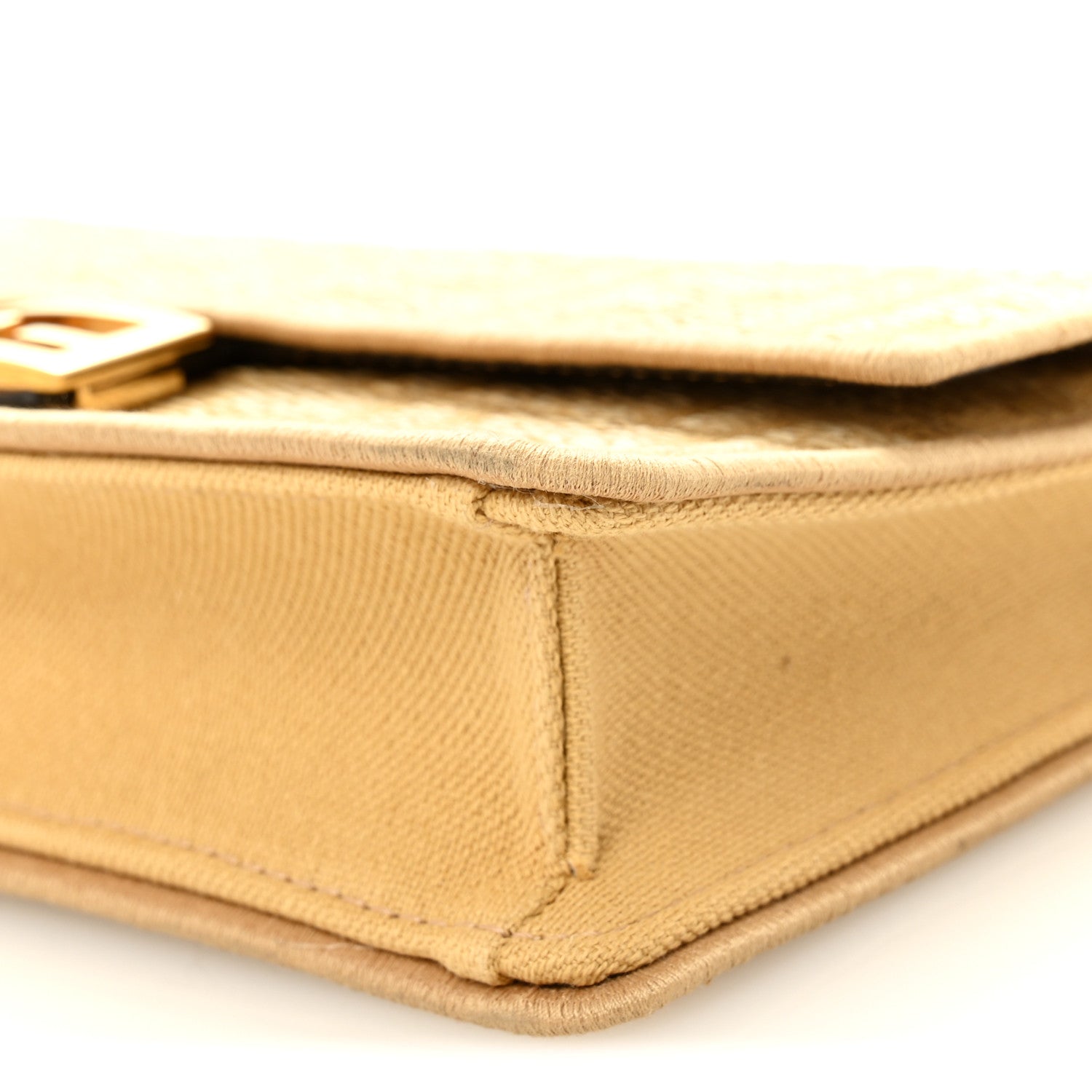 Fabric Jacquard Raffia Straw FF 1974 Wallet On Chain Natural Dark Honey