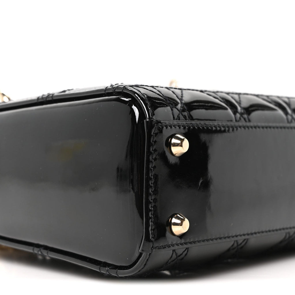 Patent Cannage Mini Lady Dior Black