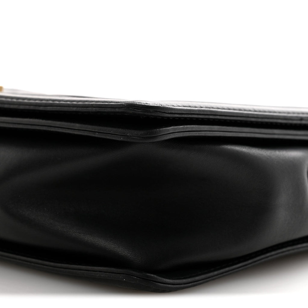 Lambskin Quilted Large Boy Flap Black