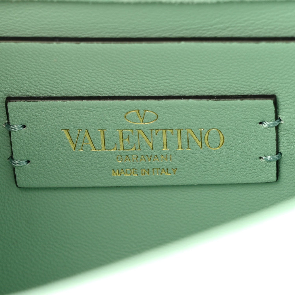 Crystal Suede Small Roman Stud Shoulder Bag Green